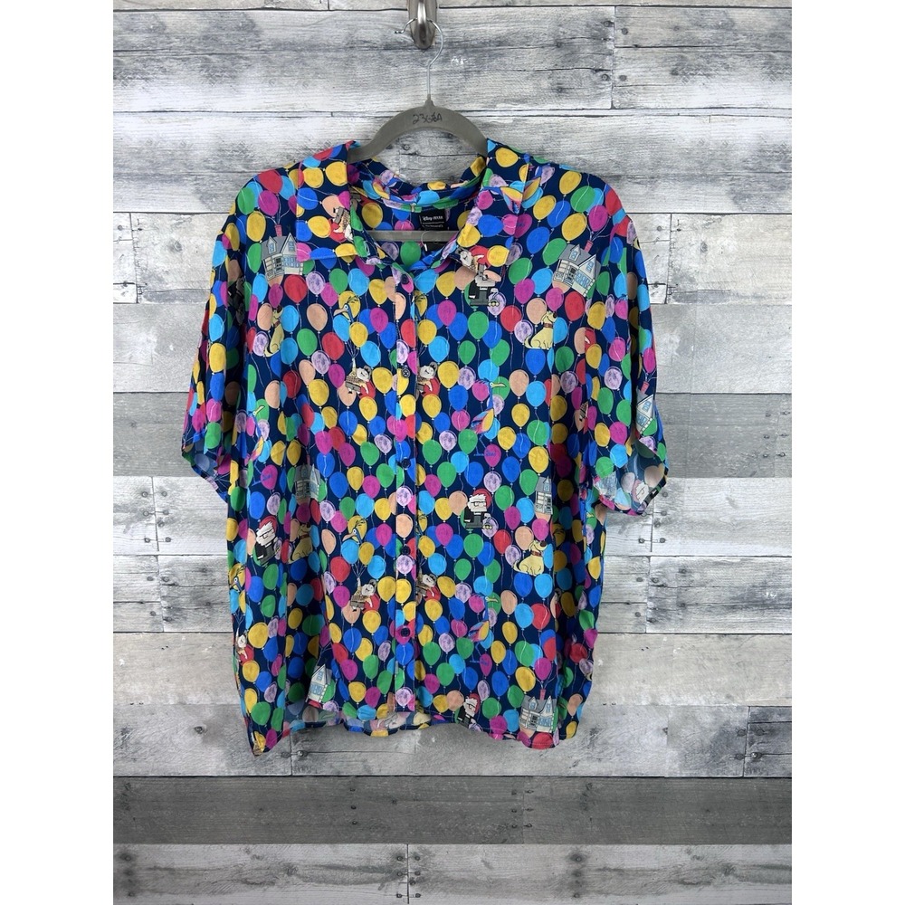 Disney Pixar Her Universe UP Balloons Colorful Size 2 Button Up Shirt Rayon - Picture 1 of 7